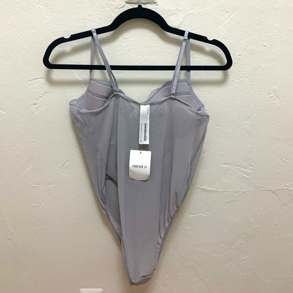 Silver lace lingerie body suit NWT - Picture 2 of 3